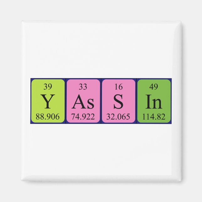 Yassin Periodisk bord namn magnet (Framsidan)