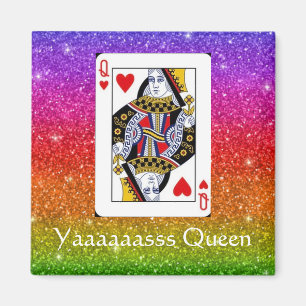 Yassss Drottning Regnbåge Glitter Magnet