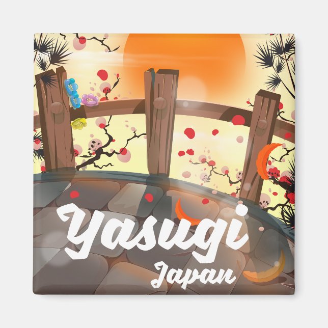 Yasugi Japan Körsbärsblomstrande trädgård Magnet (Framsidan)