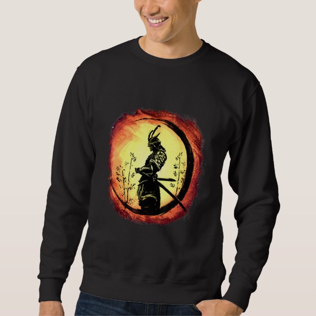Yasuke Black Japanska Samurai Bushido Warrior Japa Lång Ärmad Tröja (Framsida)