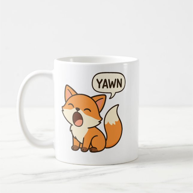 Yawning and sleeping fox mug kaffemugg (Vänster)