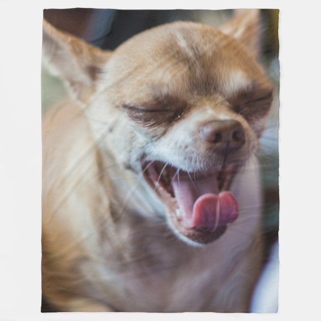 Yawning Chihuahua Fleecefilt (Framsidan)
