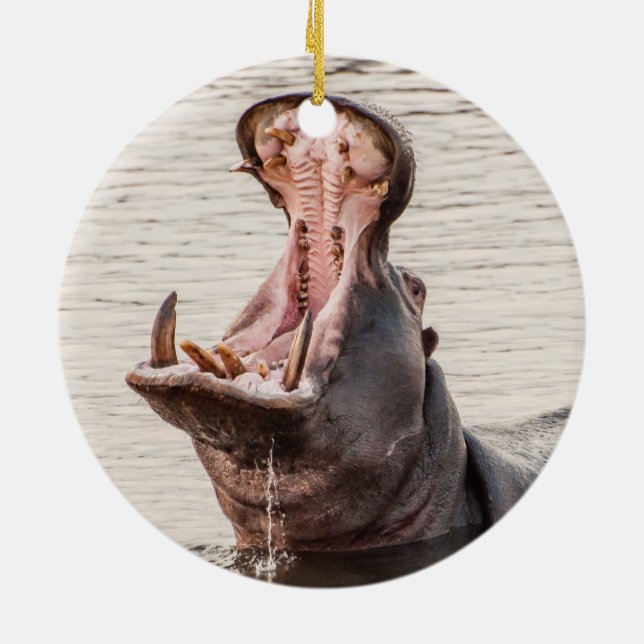 Yawning Hippo Julgransprydnad Keramik (Baksidan)