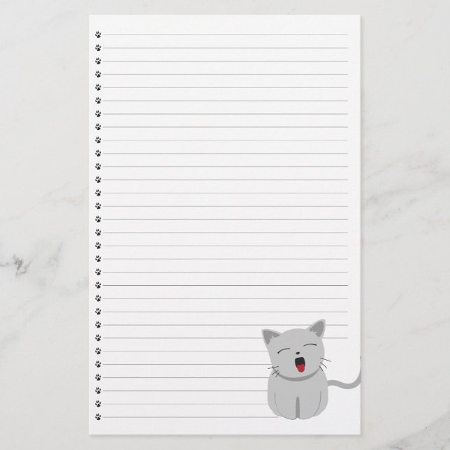 Yawning Kattunge Lining Stationery Brevpapper (Framsida)