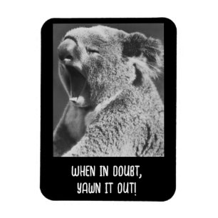 yawning koala - roligt citat magnet
