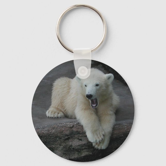 Yawning Polar björn unge Nyckelring (Framsida)