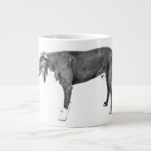 Yawning Side View—Pitbull Mix Monochrome Jumbo Mugg