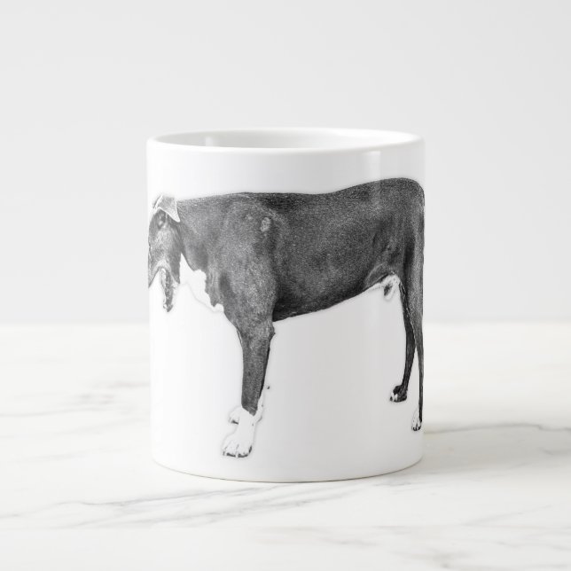 Yawning Side View—Pitbull Mix Monochrome Jumbo Mugg (Framsidan)