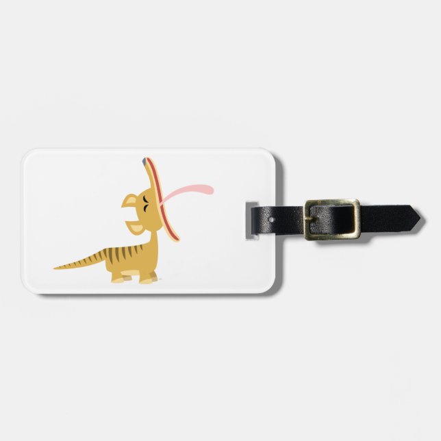 Yawning Thylacine Luggage Tag-Tecknad Bagagebricka (Horisontell Framsida)
