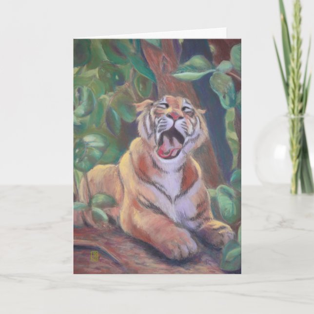 Yawning Tiger Grattis på födelsedagen Kort (Framsida)