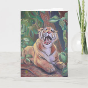 Yawning Tiger Grattis på födelsedagen Kort