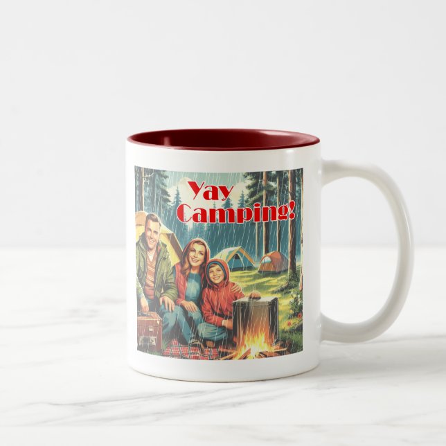 Yay Camping in the Rain Två-Tonad Mugg (Höger)
