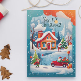 Yay Det är jultomtens Helgdag Card Julkort