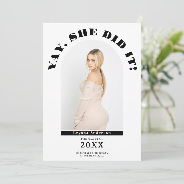 Yay Modern Studenten Student fotomeddelande Inbjudningar (Stående Fram)