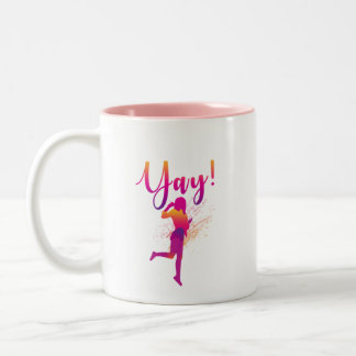 Yay Person Jumping Excited Two-Tone Coffee Mugg