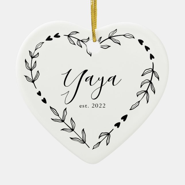 Yaya År Est. Jul Keramisk Ornament (Framsidan)