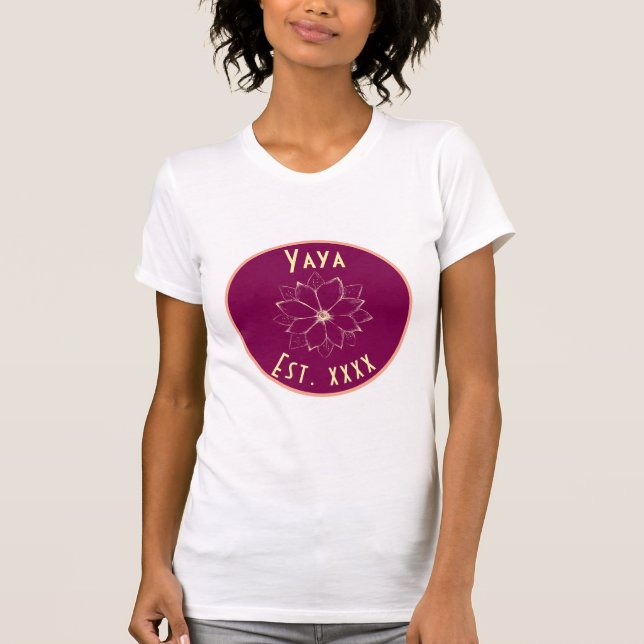 "Yaya" Blommigt farmor T Shirt (Framsida)