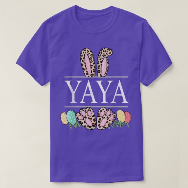 yaya Bunny Leopard Grandma Påsk Day Rabbit Eggs  T Shirt (Design framsida)