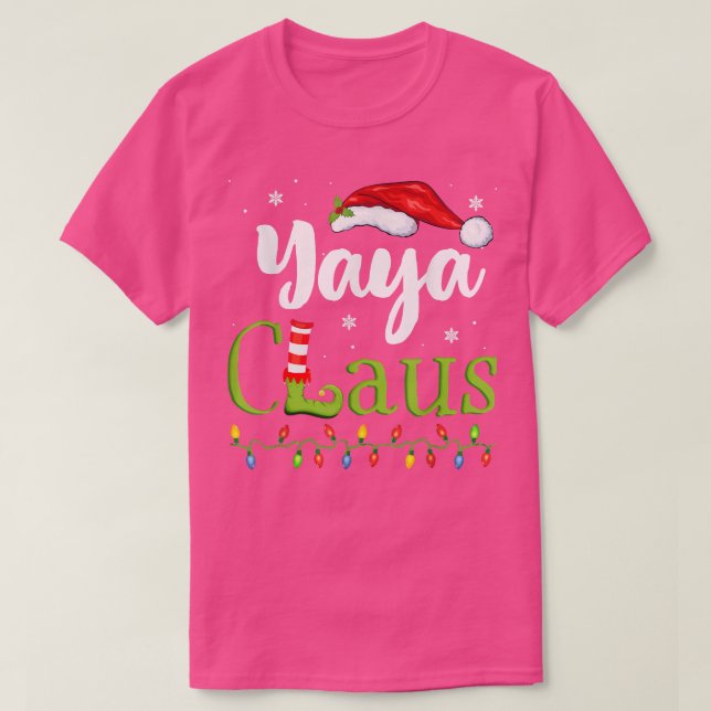 Yaya Claus Funny Grandma Santa Pajamas jul I T Shirt (Design framsida)
