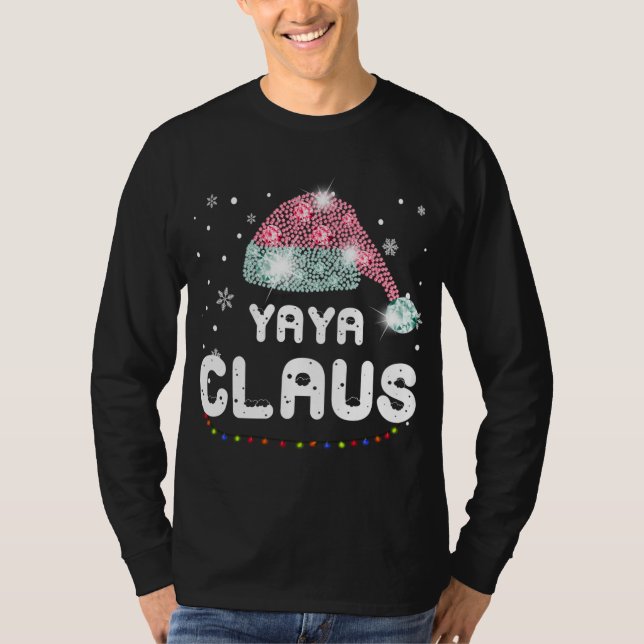 Yaya Claus jul Hat Diamond Pajama Family Mat T Shirt (Framsida)