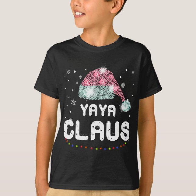 Yaya Claus jul Hat Diamond Pajama Family Mat T Shirt (Framsida)