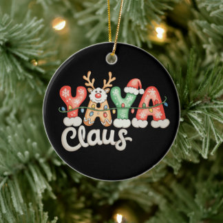 Yaya Claus julbelysning renar tomtehatt Julgransprydnad Keramik
