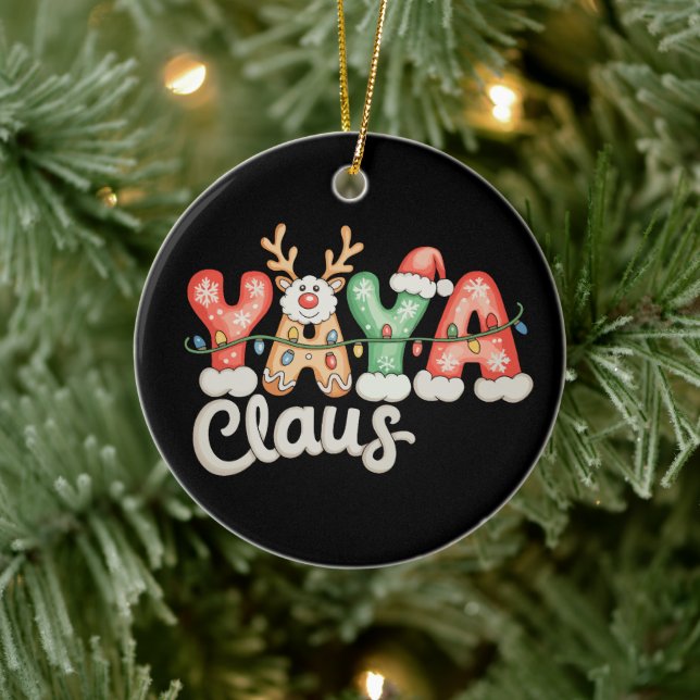 Yaya Claus julbelysning renar tomtehatt Julgransprydnad Keramik (Träd)