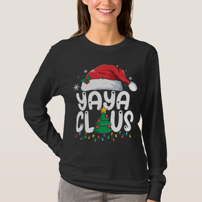 Yaya Claus Matching Julafton Familjejul Pajama T Shirt (Framsida)
