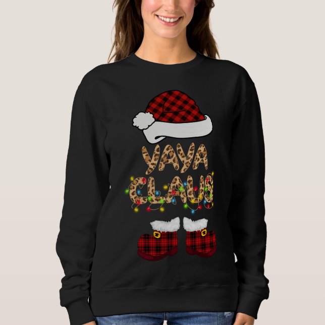 Yaya Claus Santa Hat jul Matching Familj Paj T Shirt (Framsida)