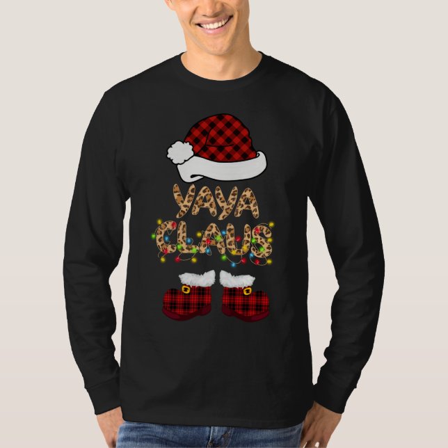 Yaya Claus Santa Hat jul Matching Familj Paj T Shirt (Framsida)