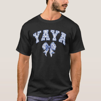 Yaya Coquette Toile Blue Bow Blommigt Family Match T Shirt