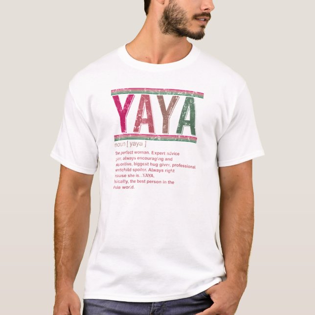 Yaya Definition Grandma Mors dag Retro Gift Wom T Shirt (Framsida)