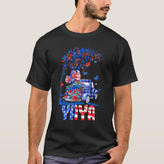 Yaya Lastbil American Flagga Fireworks Patriotic 4 T Shirt
