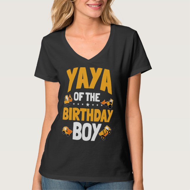 Yaya of the Birthday Boy Construction Worker Bday T Shirt (Framsida)
