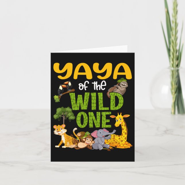 Yaya of the Vild One Zoo Birthday Safari Jungle Kort (Framsida)