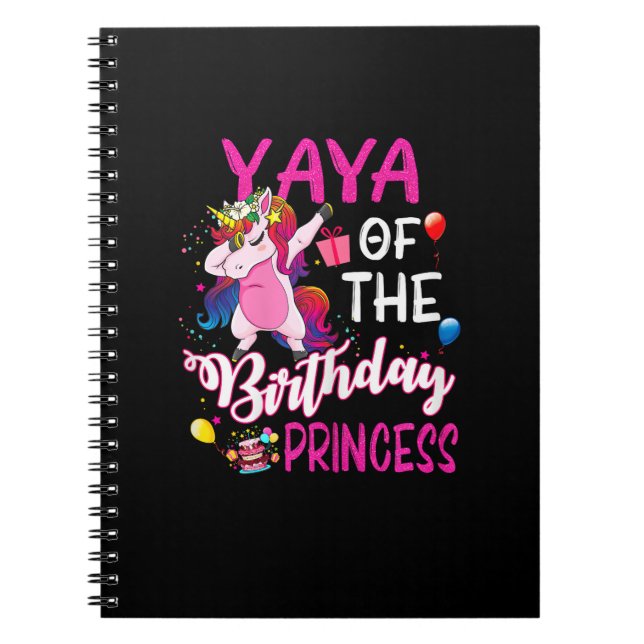 Yaya, prinsessan Unicorn Girl T-Shirt Anteckningsbok (Framsidan)