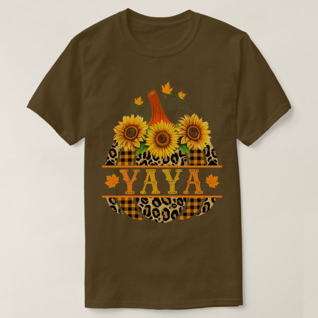 Yaya Pumpkin Leopard Skriv ut solros Buffalo Play T Shirt (Design framsida)