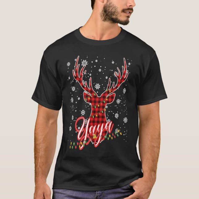 Yaya Reindeer Family Matching Pyjama Christmas T Shirt (Framsida)