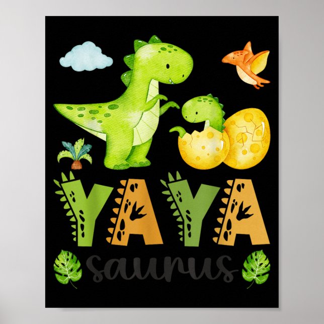 Yaya Saurus T-Rex Dinosaur Matchande Mors Dag Poster (Framsidan)