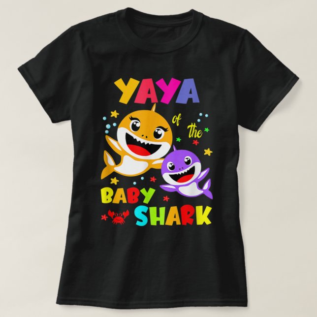 Yaya Shark Yaya Shark Family Mors dag T Shirt (Design framsida)