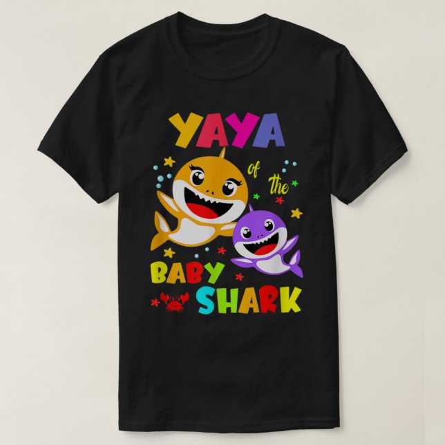 Yaya Shark Yaya Shark Family Mors dag T Shirt (Design framsida)