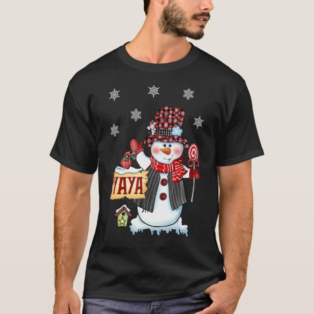 Yaya Snögubbe jul Candy cane Red Play Santa T Shirt (Framsida)