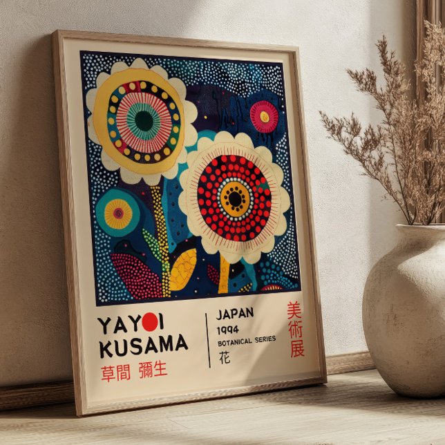 Yayoi Kusama Floral Exhibition Retro Botanisk Poster (Skapare uppladdad)