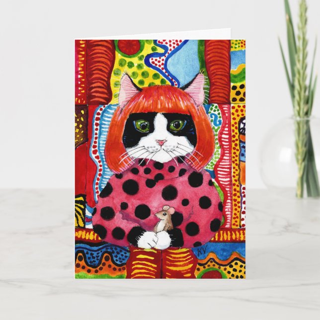Yayoi Kusama hyllade som Cute Cat-muskort Helgkort (Framsida)