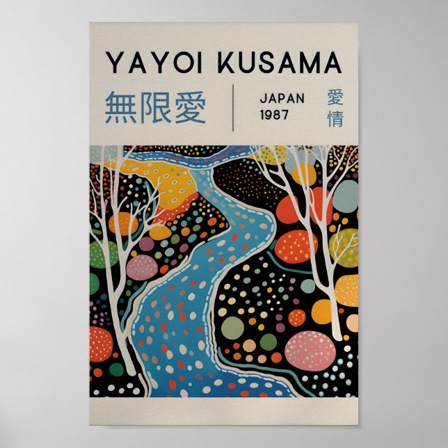 Yayoi Kusama Inspired Abstrakt Art Skriv ut Poster (Framsidan)