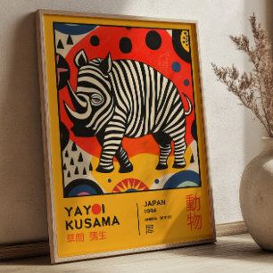 Yayoi Kusama Noshörning Retro Japansk Konstutställ Poster