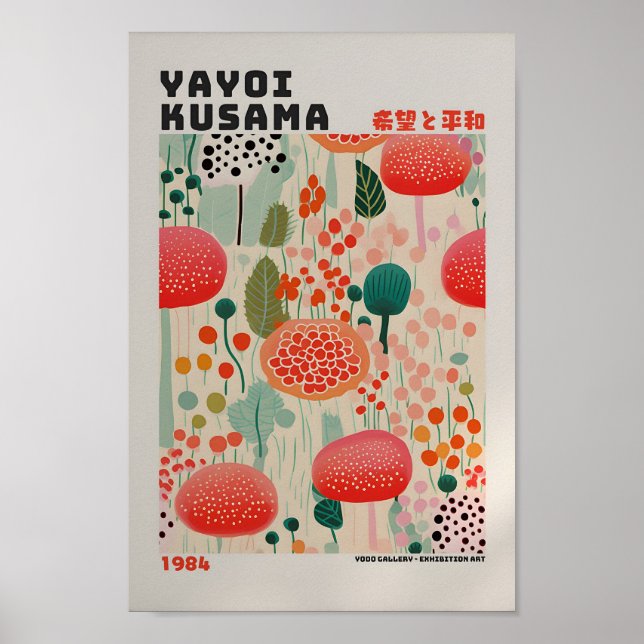 Yayoi Kusama Poster - Abstrakt Yayoi Kusama Skriv  (Framsidan)