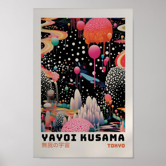 Yayoi Kusama Poster - Abstrakt Yayoi Kusama Skriv  (Framsidan)