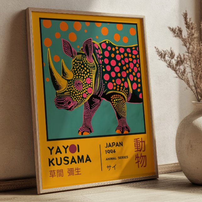 Yayoi Kusama Retro Noshörning Illustration Utställ Poster (Skapare uppladdad)