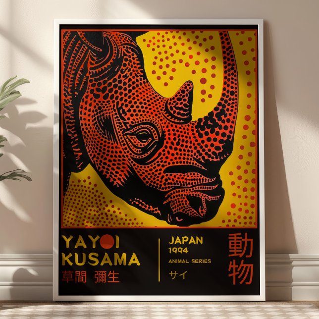 Yayoi Kusama Rhino Illustration Retro Exhibition Poster (Skapare uppladdad)